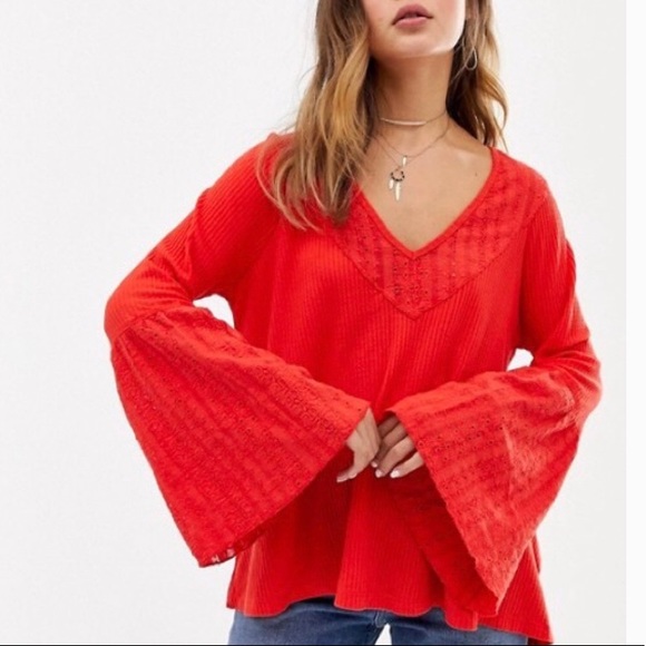 Free People Parisian Nights Top XS in Vermillion - Picture 2 of 12